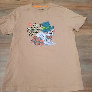 Denim & Flower Men's M Tan St. Patrick's Day Tee Shirt T-Shirt Dog